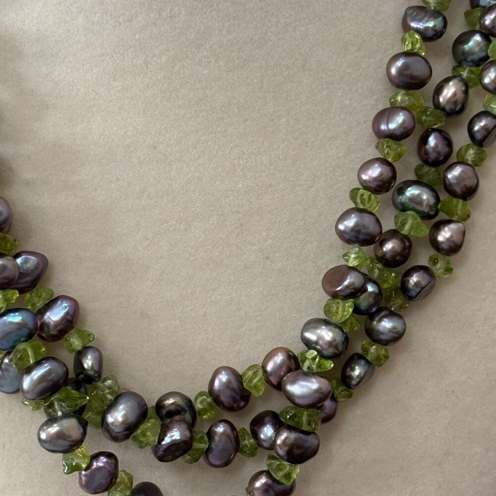 Ross Simons 3 Strand Black Cultured Pearl, Amethyst/Assorted Stone Necklace - Picture 6 of 13